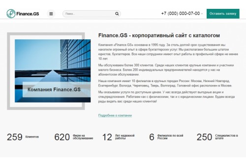 Finance.GS – Бухгалтерские услуги, Аудит. Корпоративный сайт компании